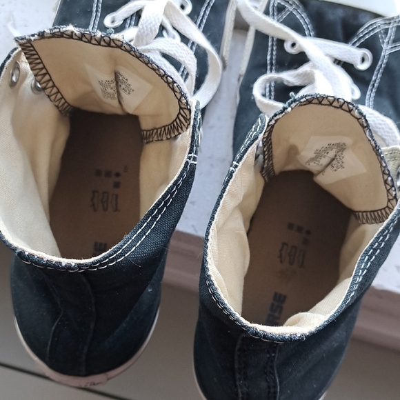 Converse Black Sneakers High-Top Canvas with White Laces - Picture 8 of 10